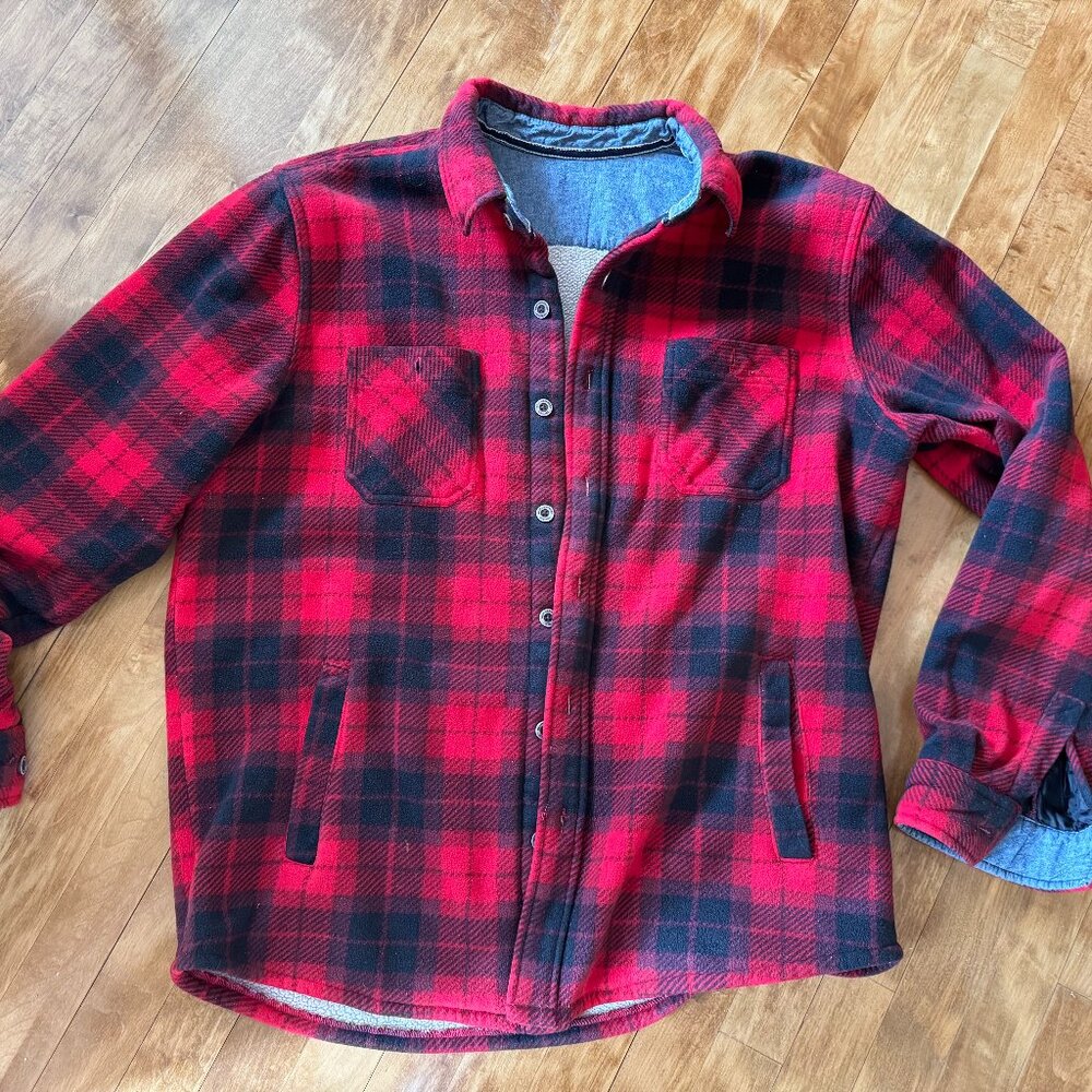 Men's Weatherproof Brand Plaid Sherpa-lined Shirt Jacket